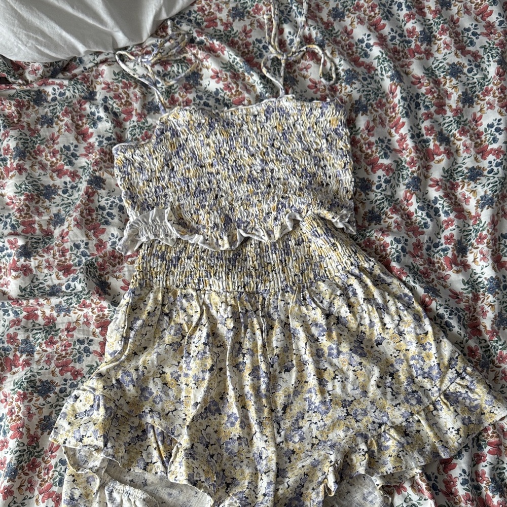 Floral Top and Shorts with Ruffle Hem